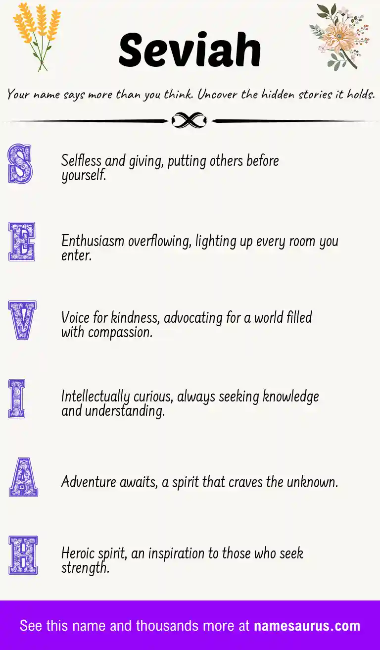 Acrostic poem about Seviah.
