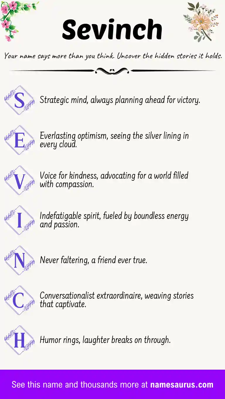 Acrostic poem about Sevinch.