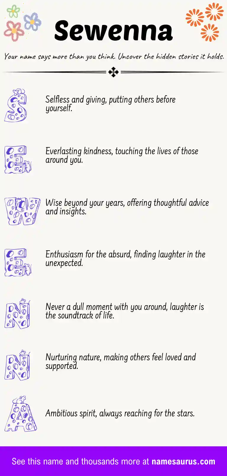 Acrostic poem about Sewenna.