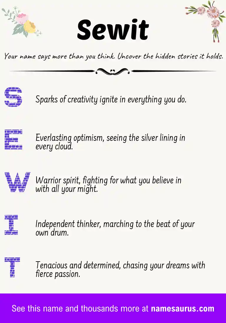 Acrostic poem about Sewit.