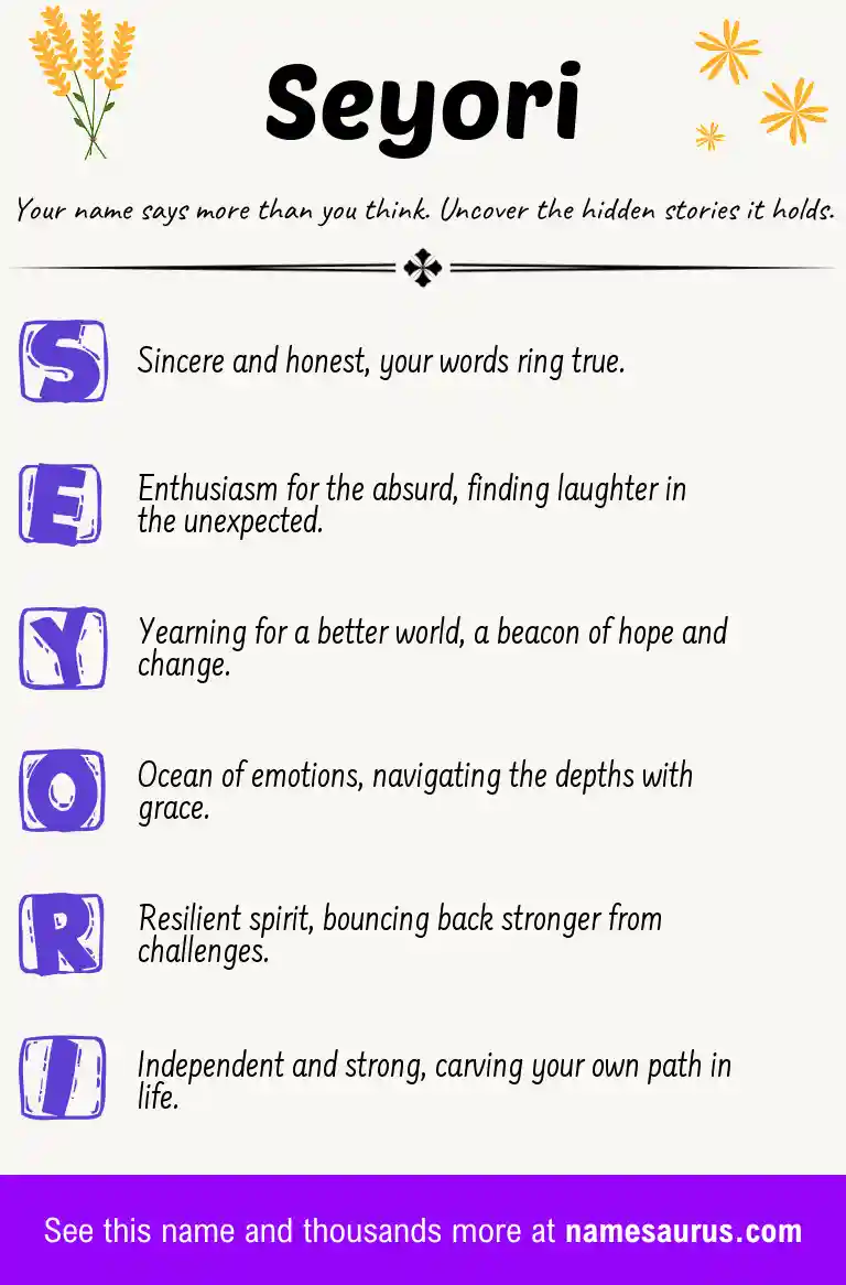 Acrostic poem about Seyori.