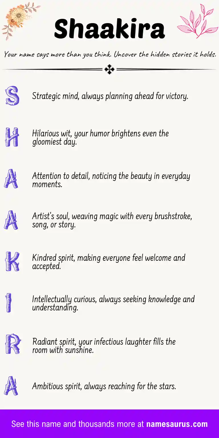 Acrostic poem about Shaakira.