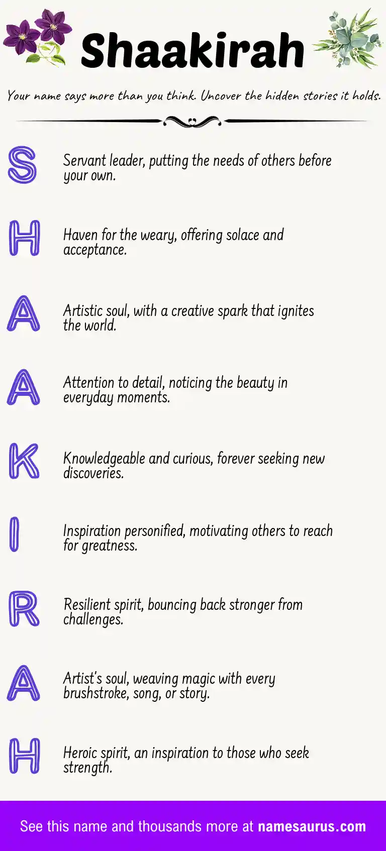 Acrostic poem about Shaakirah.