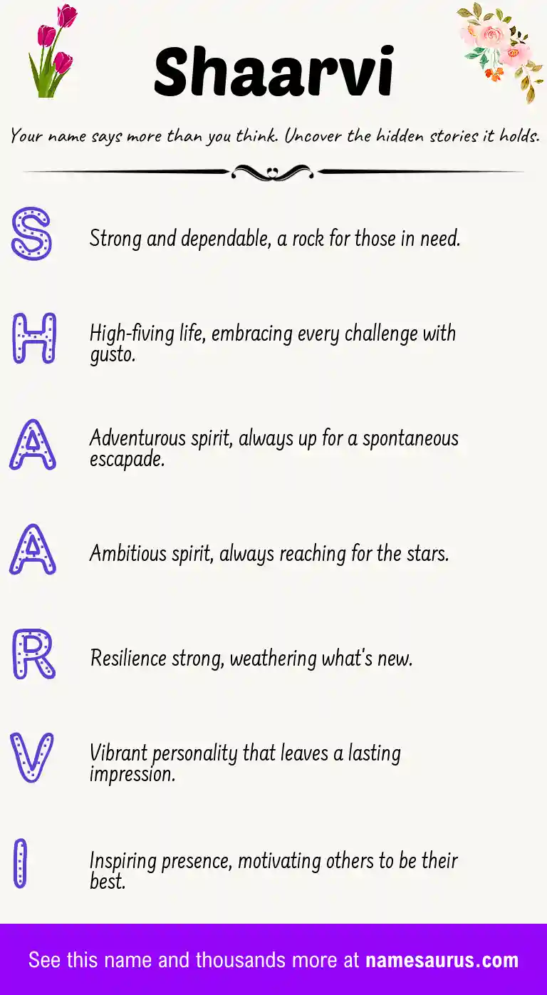 Acrostic poem about Shaarvi.