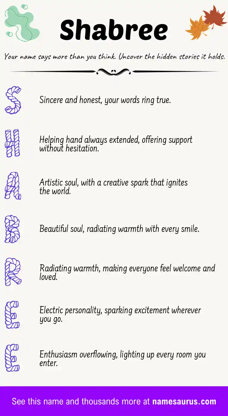 Acrostic poem about Shabree.
