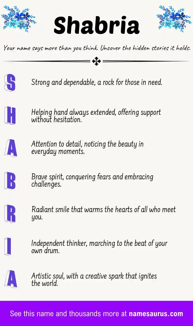 Acrostic poem about Shabria.