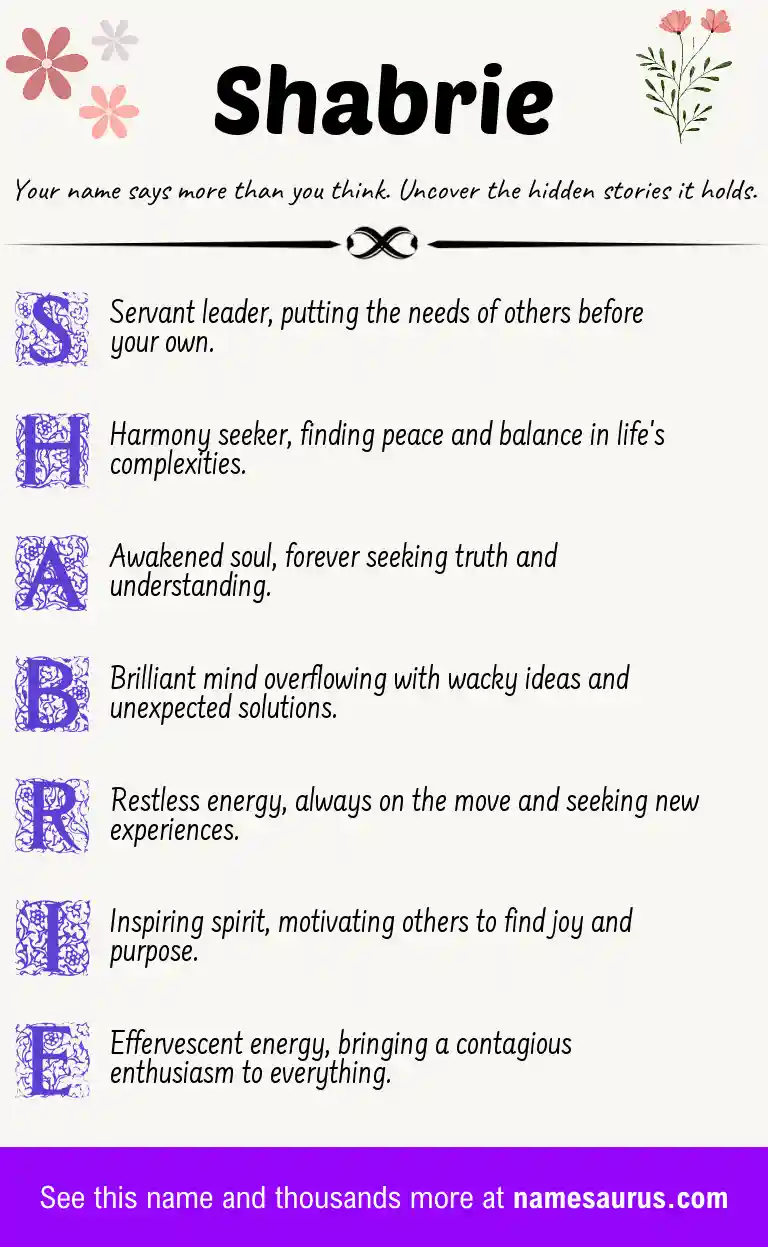 Acrostic poem about Shabrie.