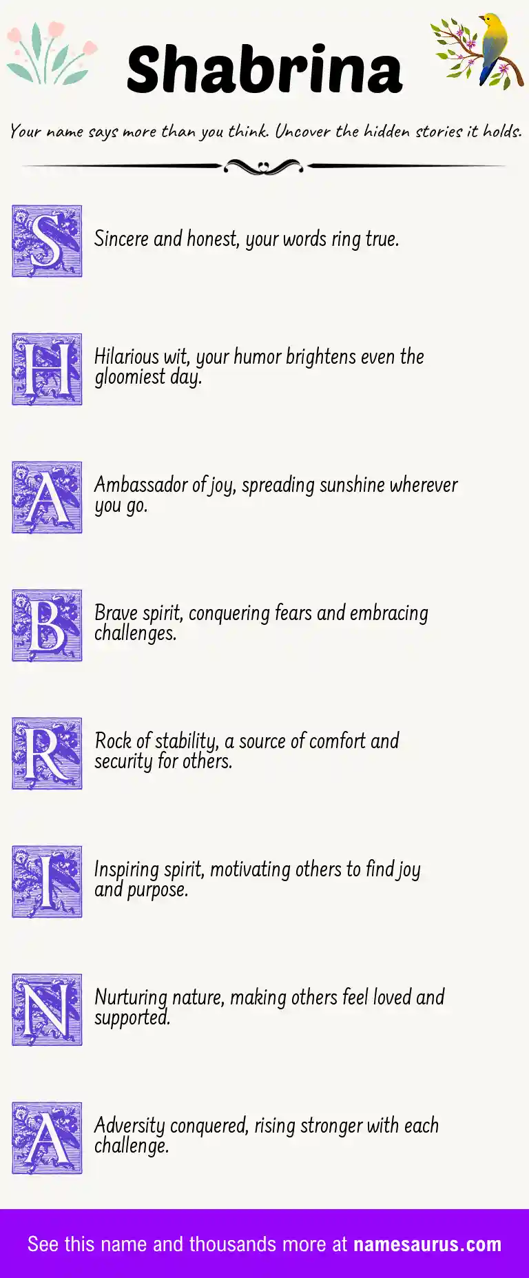 Acrostic poem about Shabrina.