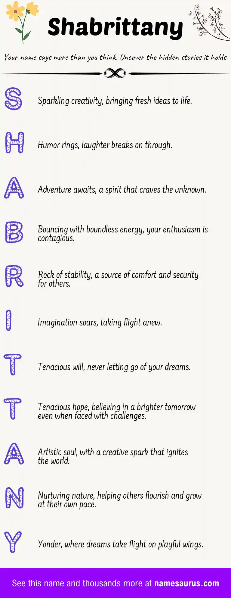 Acrostic poem about Shabrittany.