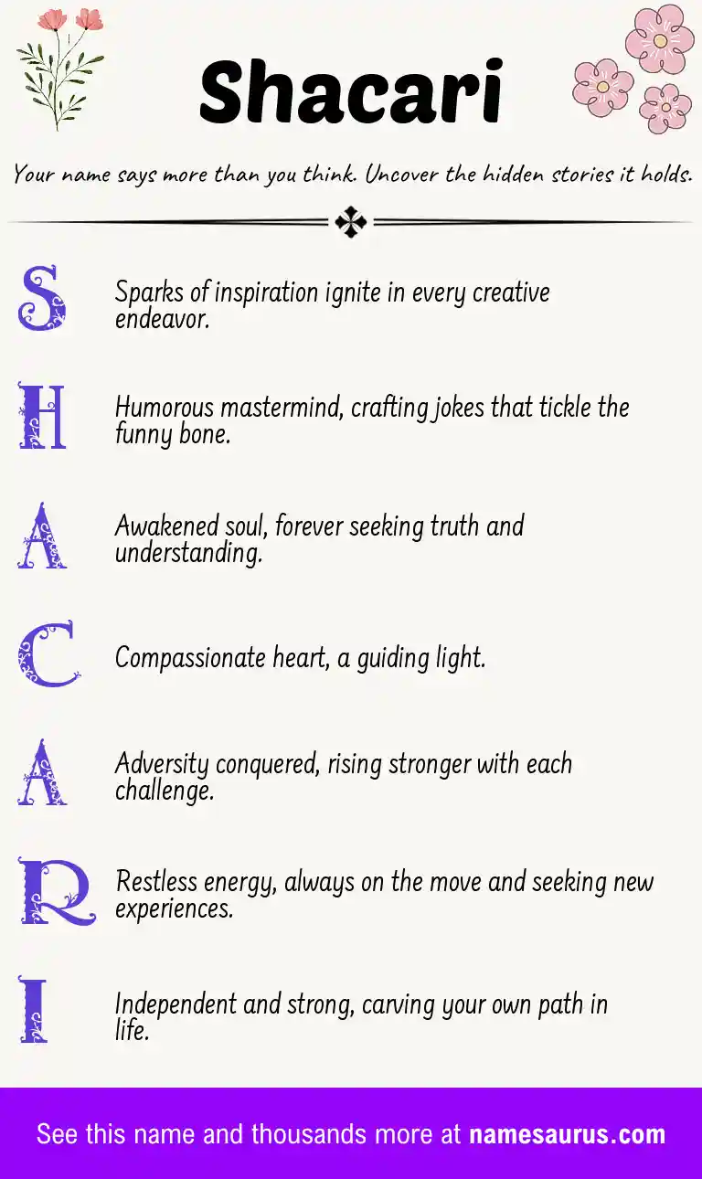 Acrostic poem about Shacari.