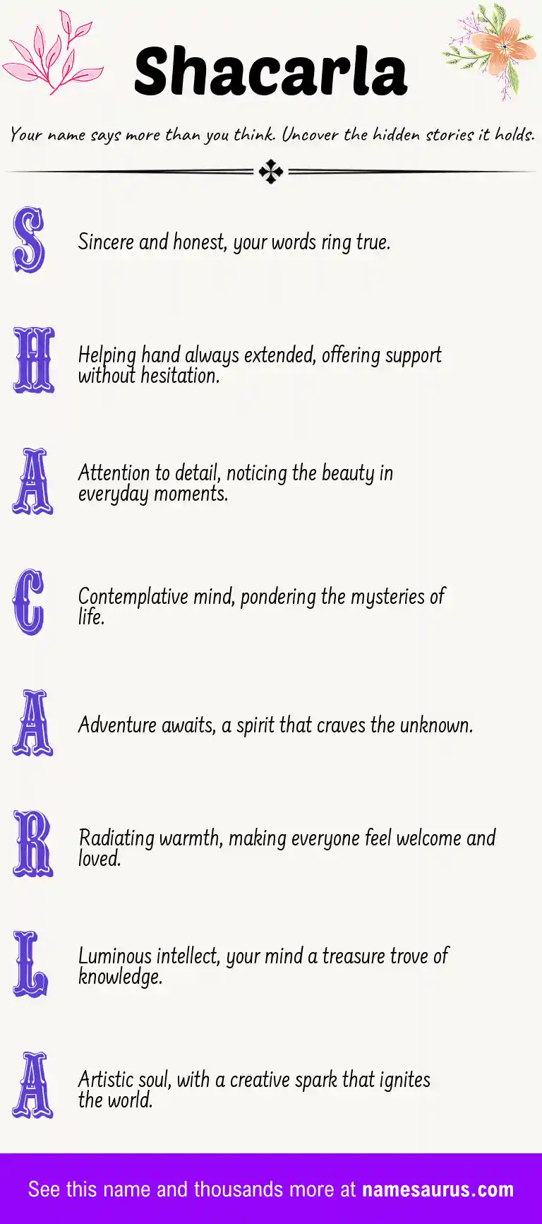Acrostic poem about Shacarla.