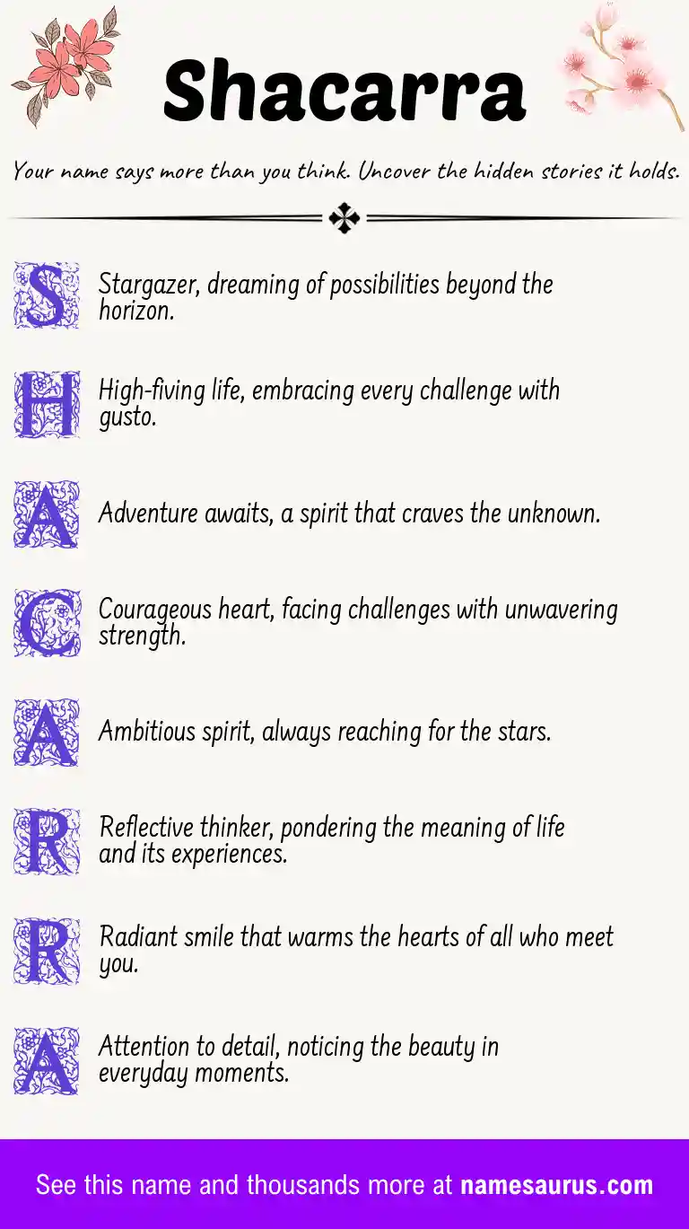 Acrostic poem about Shacarra.