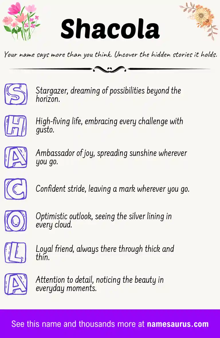 Acrostic poem about Shacola.