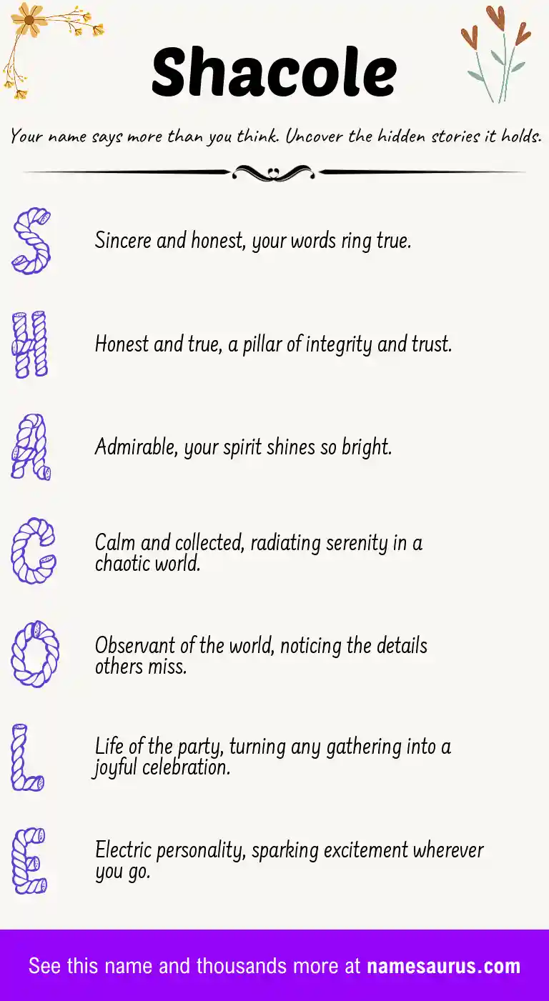Acrostic poem about Shacole.