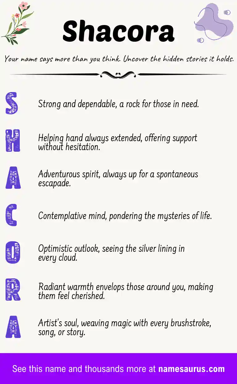 Acrostic poem about Shacora.