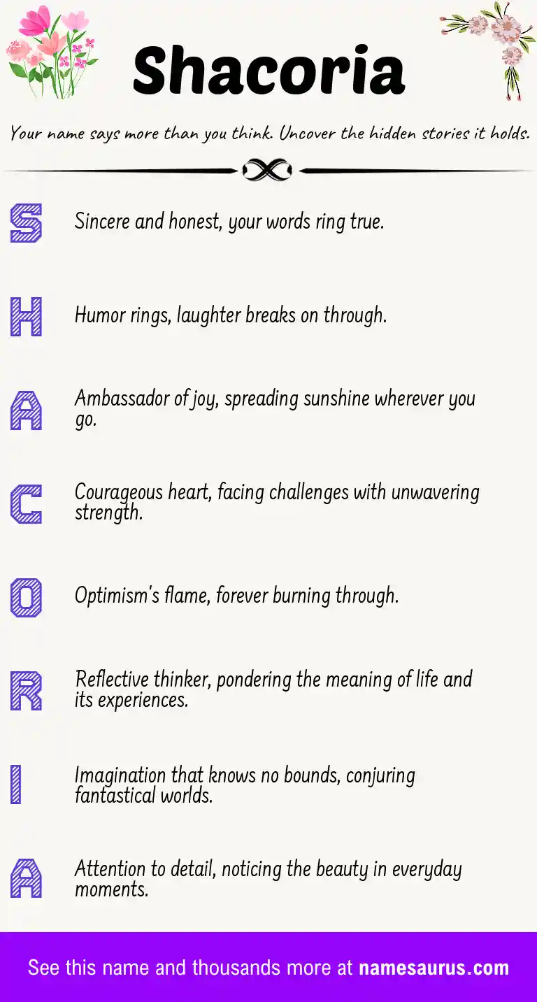 Acrostic poem about Shacoria.