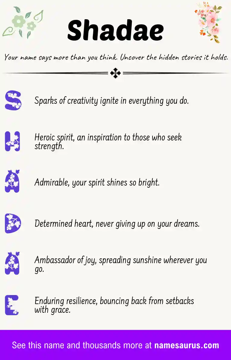 Acrostic poem about Shadae.