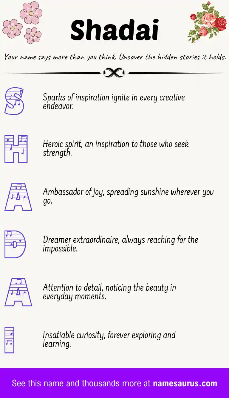 Acrostic poem about Shadai.