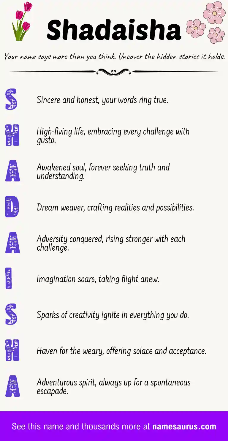 Acrostic poem about Shadaisha.
