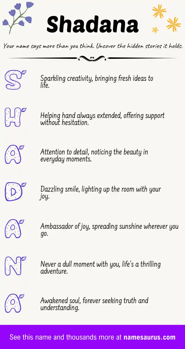 Acrostic poem about Shadana.