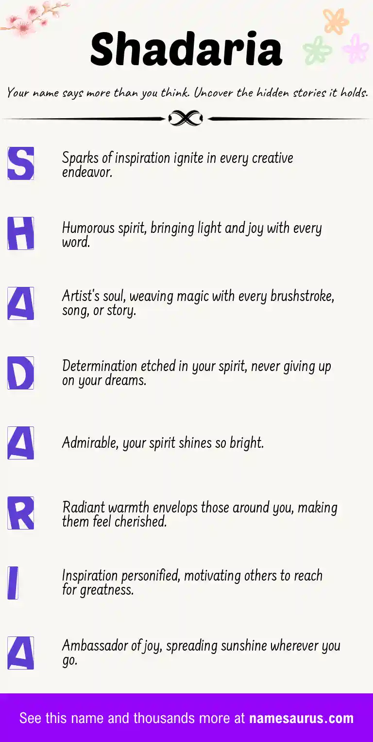 Acrostic poem about Shadaria.