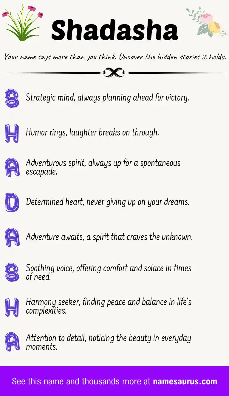 Acrostic poem about Shadasha.