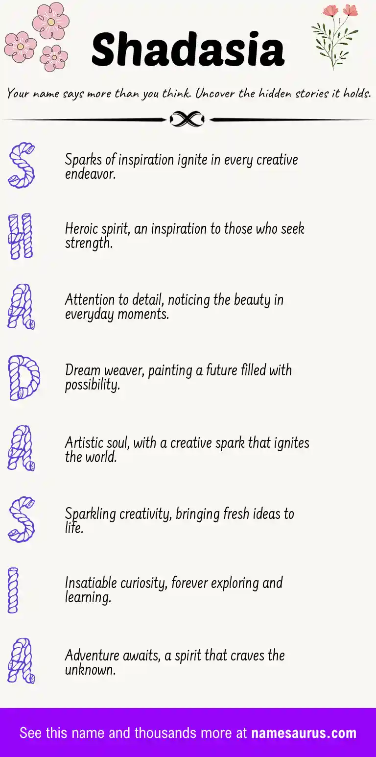 Acrostic poem about Shadasia.