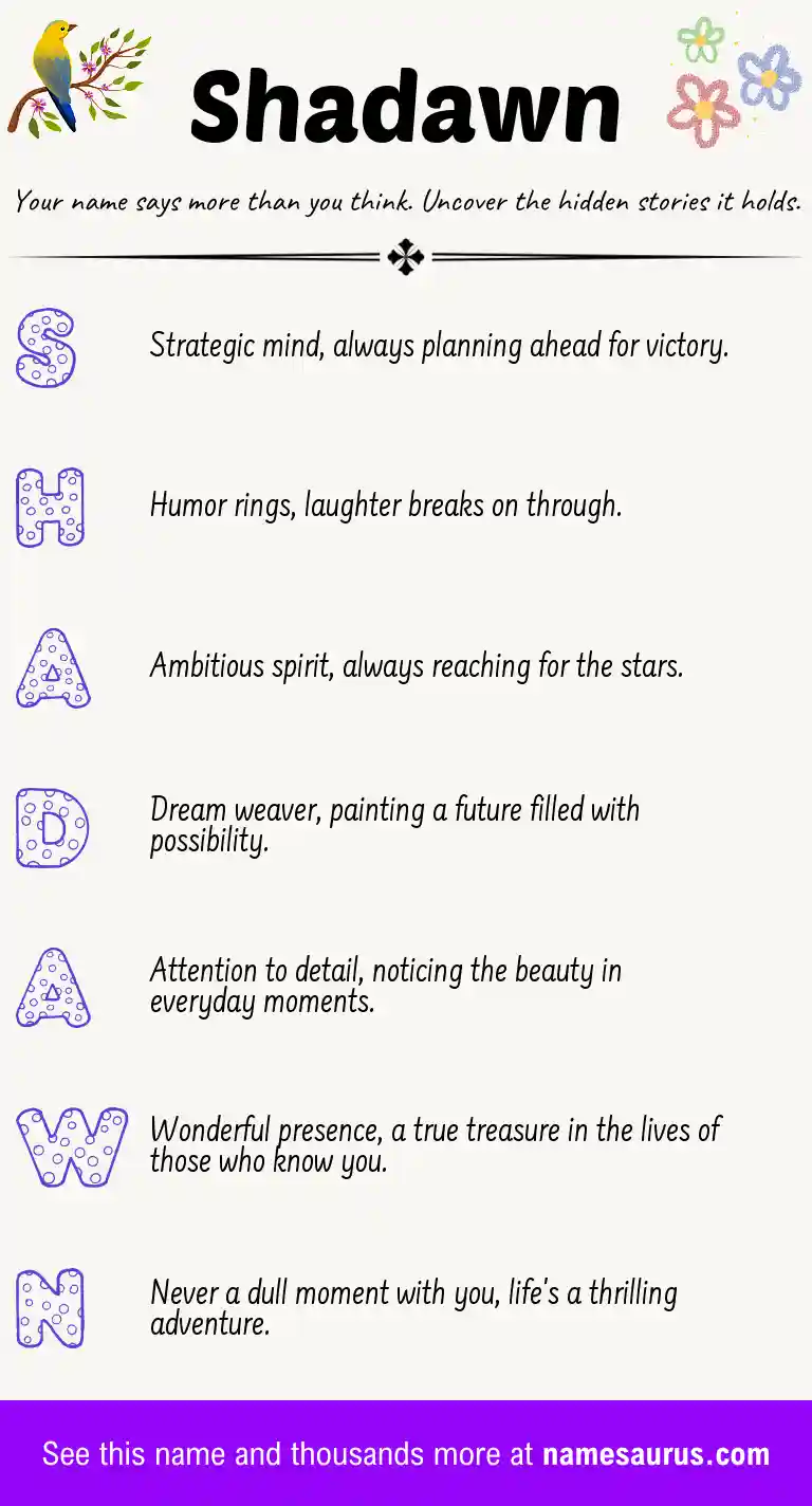 Acrostic poem about Shadawn.