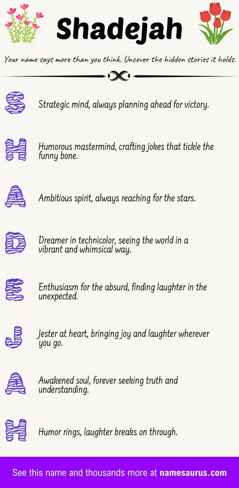 Acrostic poem about Shadejah.
