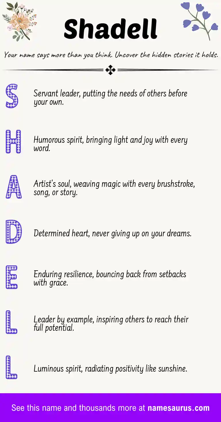 Acrostic poem about Shadell.