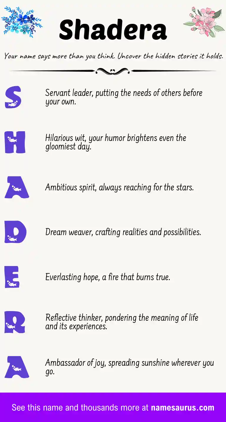 Acrostic poem about Shadera.