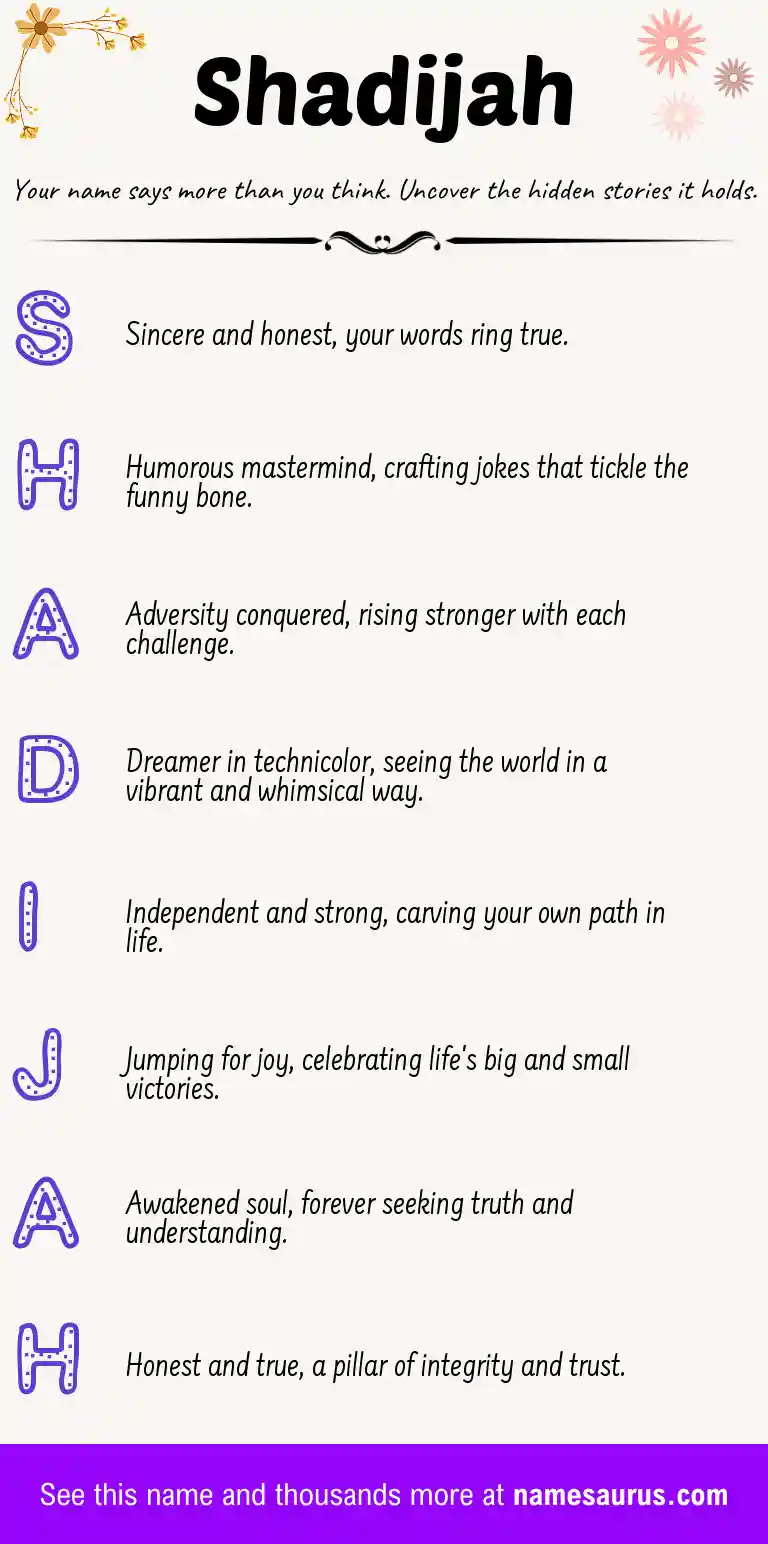 Acrostic poem about Shadijah.