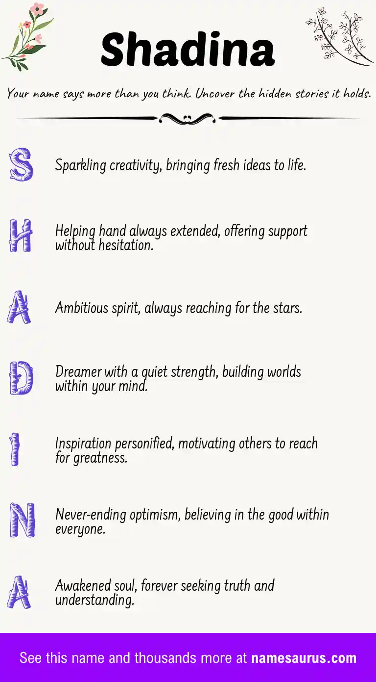 Acrostic poem about Shadina.