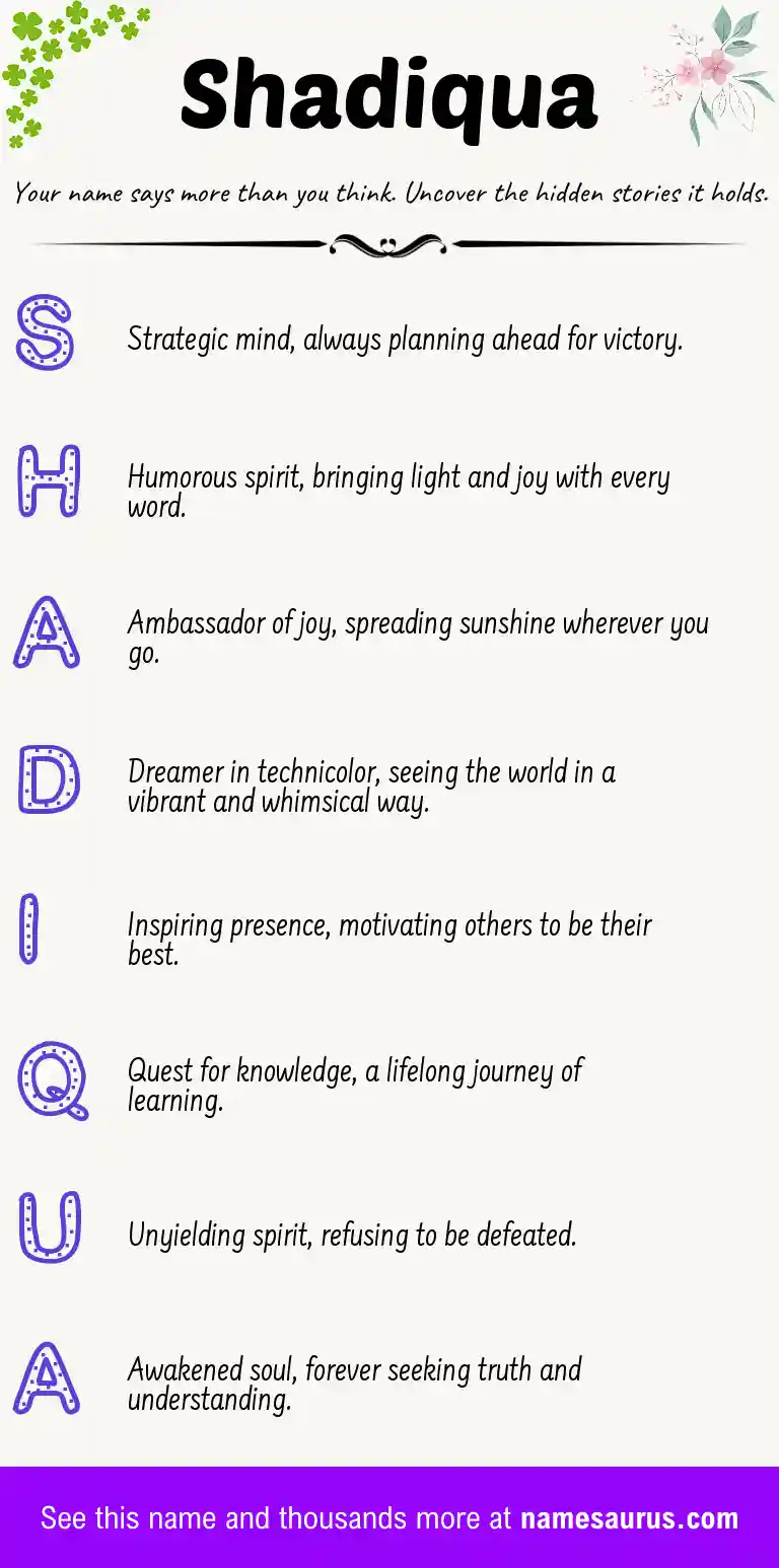 Acrostic poem about Shadiqua.