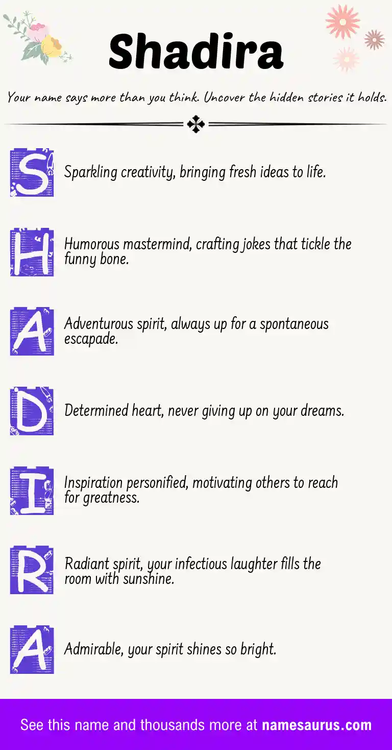 Acrostic poem about Shadira.