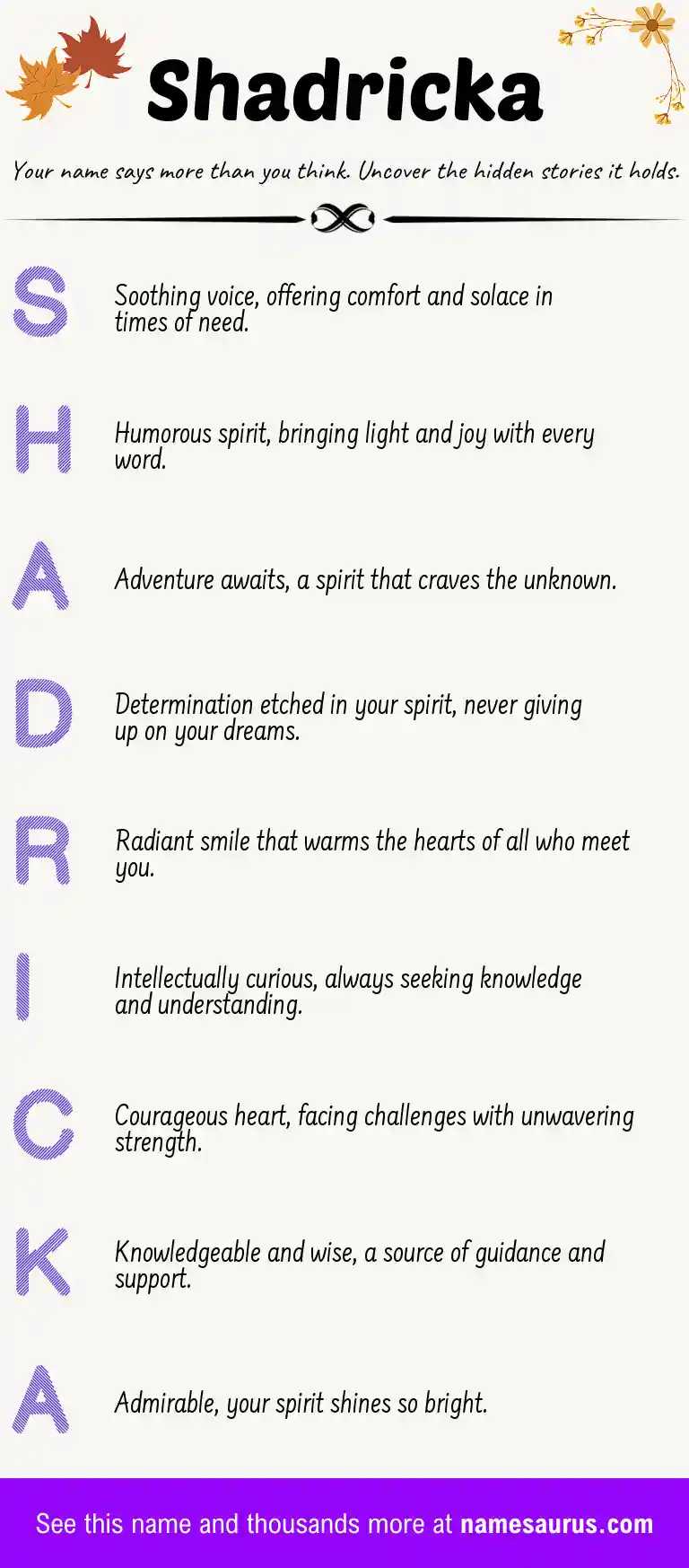 Acrostic poem about Shadricka.