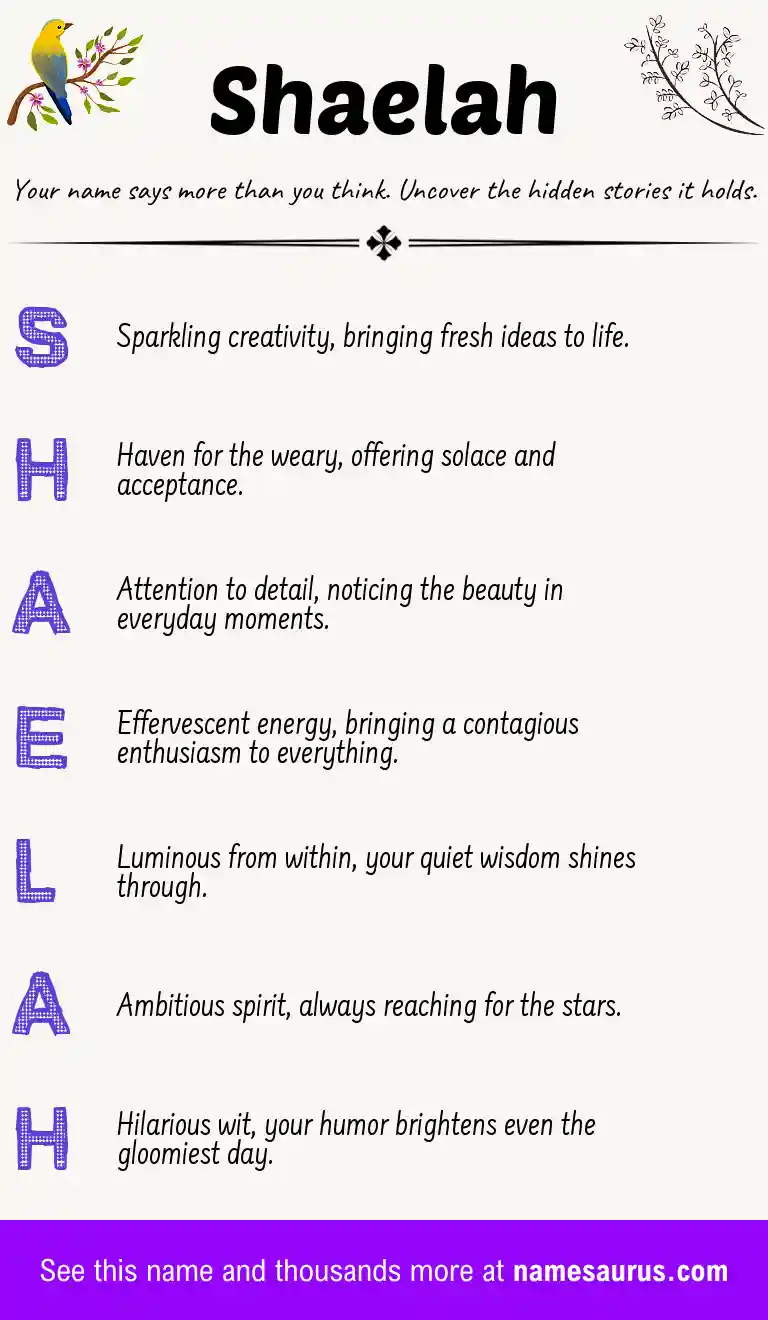 Acrostic poem about Shaelah.