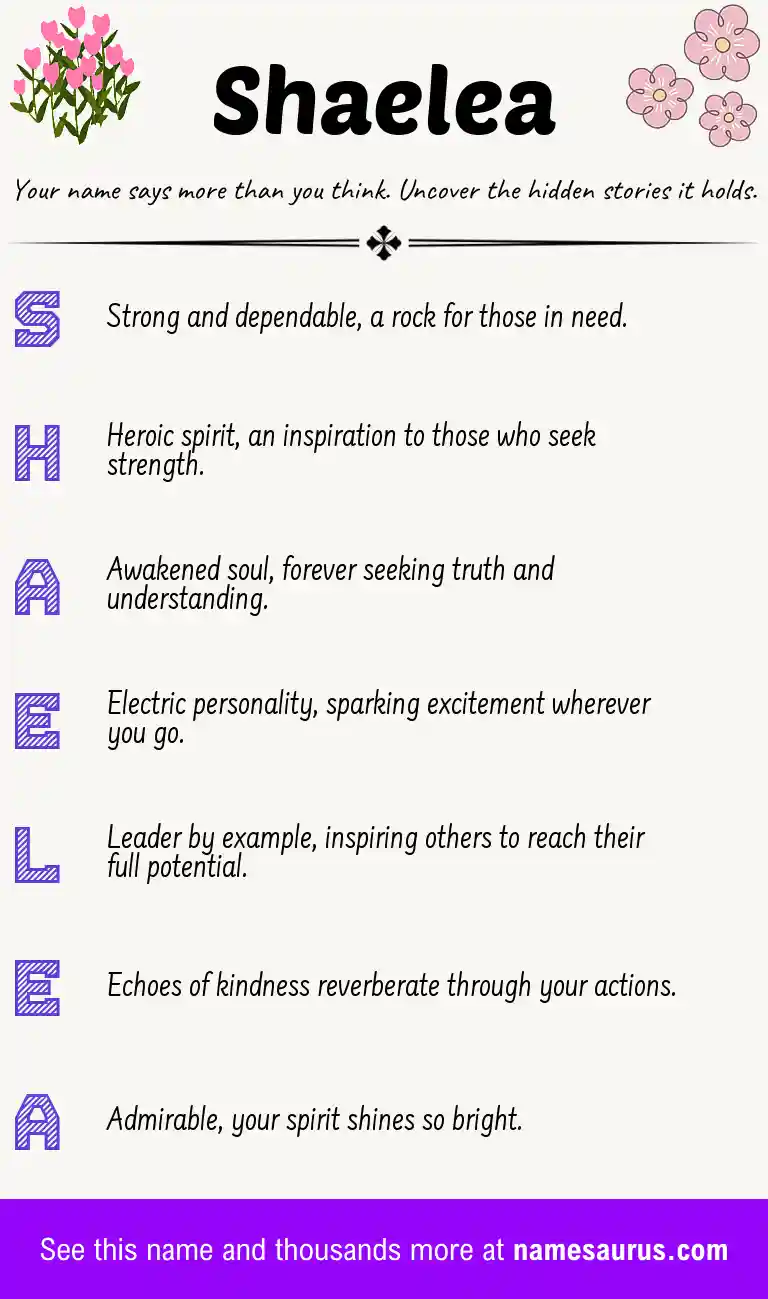 Acrostic poem about Shaelea.