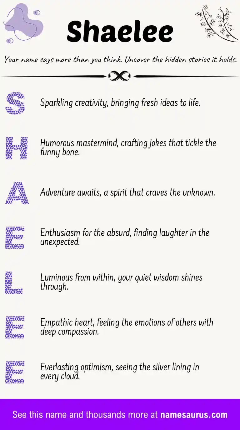 Acrostic poem about Shaelee.