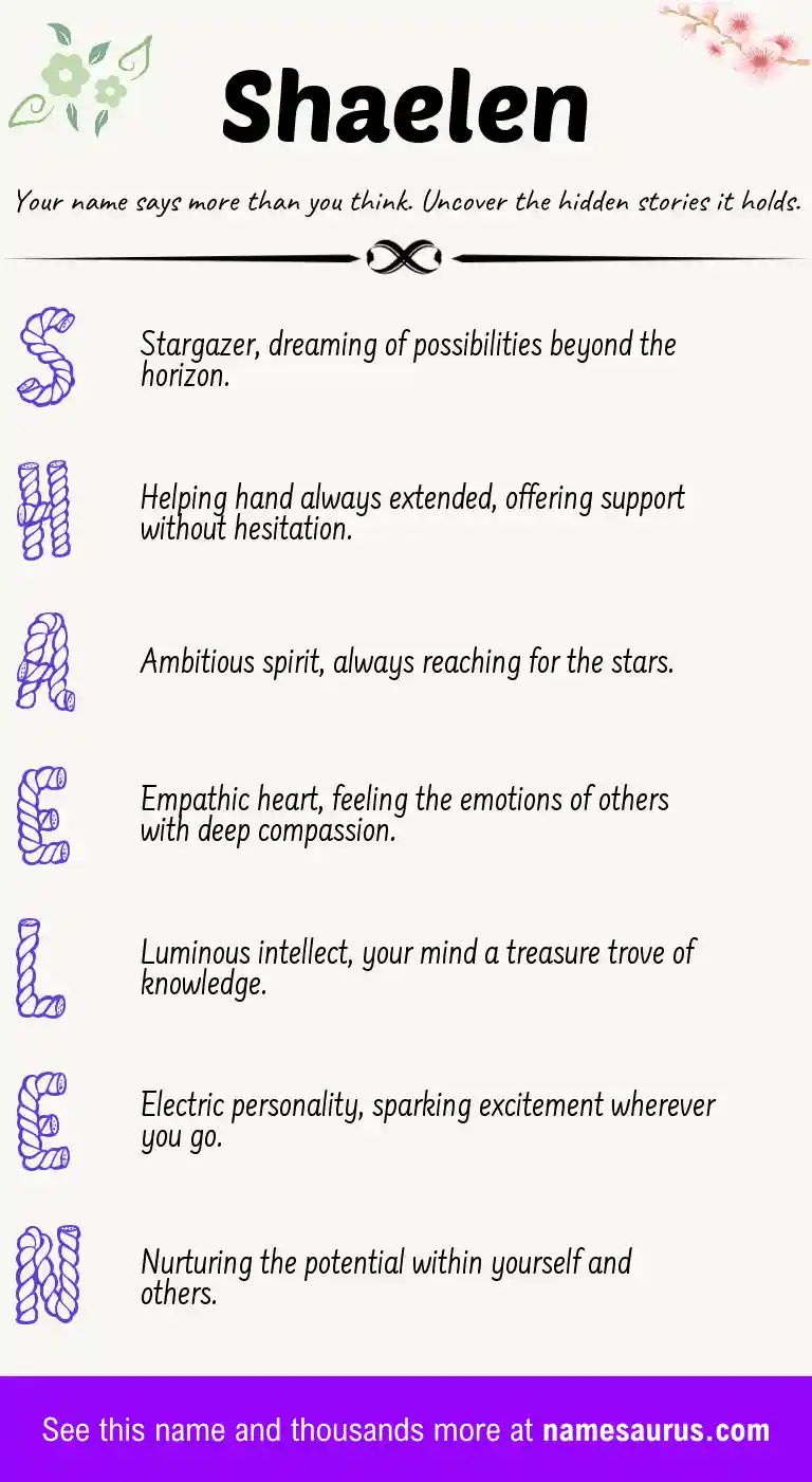Acrostic poem about Shaelen.