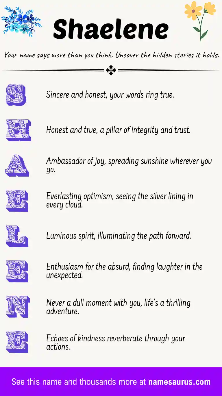 Acrostic poem about Shaelene.