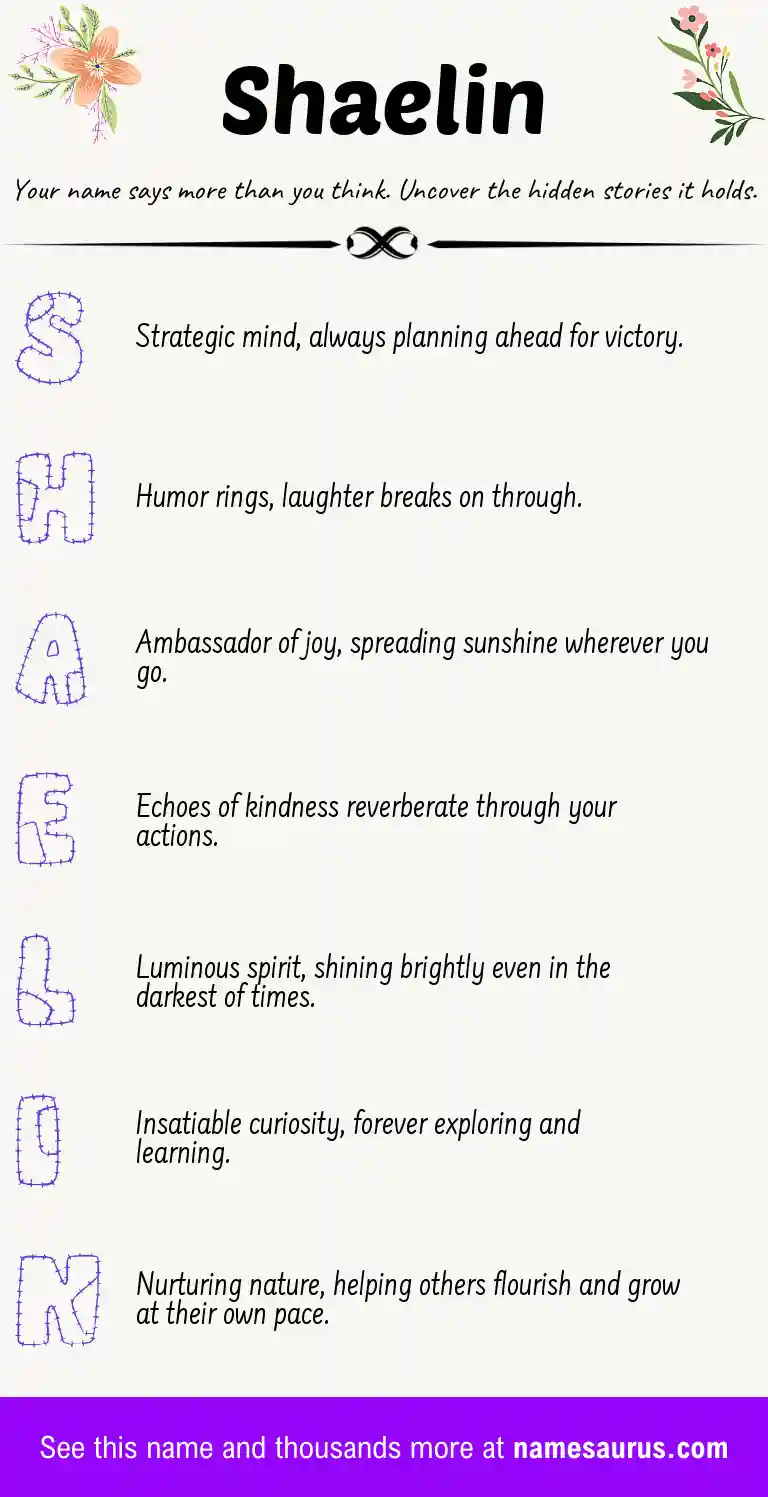 Acrostic poem about Shaelin.