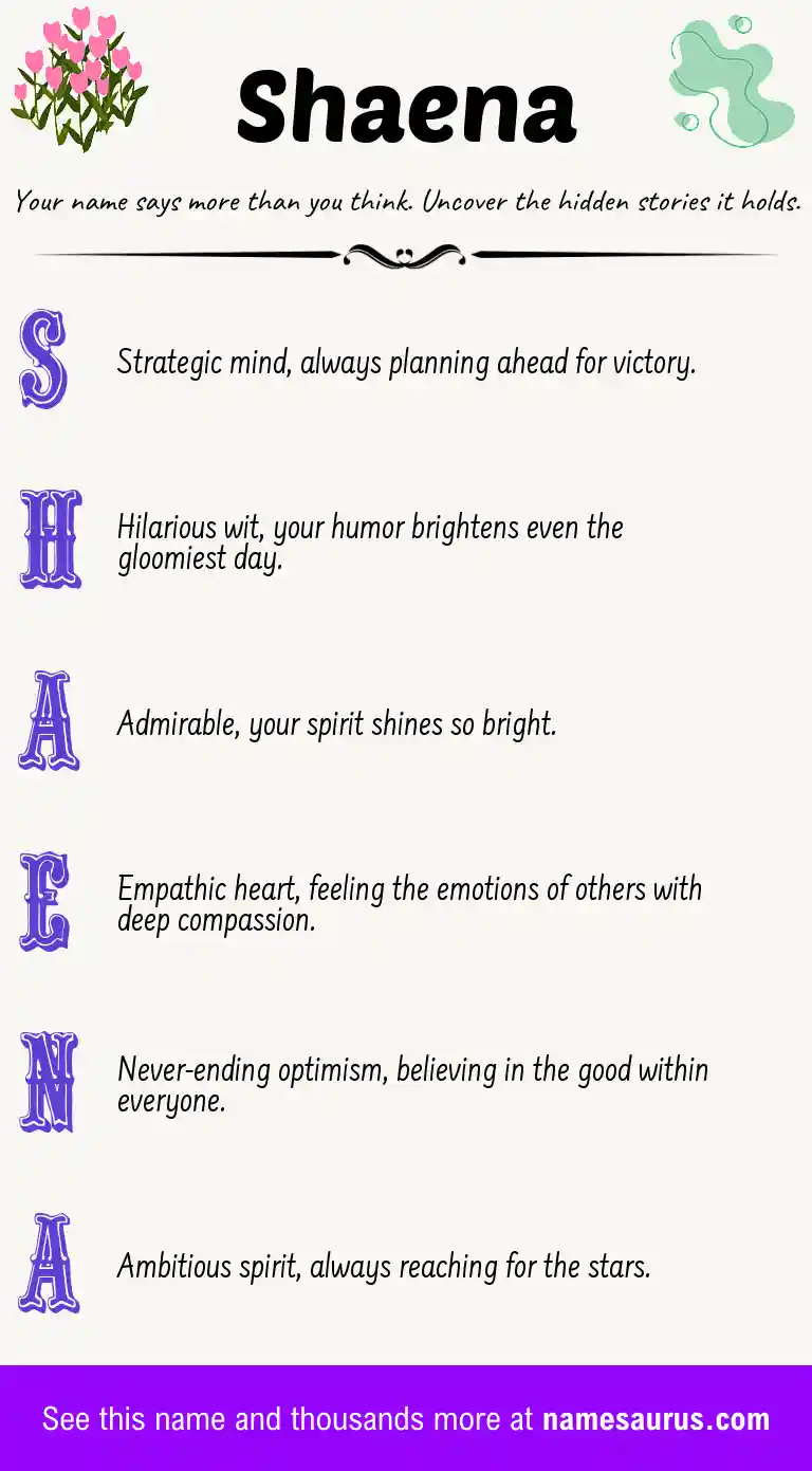 Acrostic poem about Shaena.