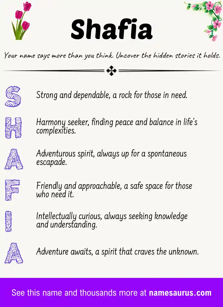 Acrostic poem about Shafia.