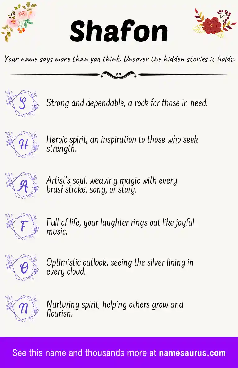 Acrostic poem about Shafon.