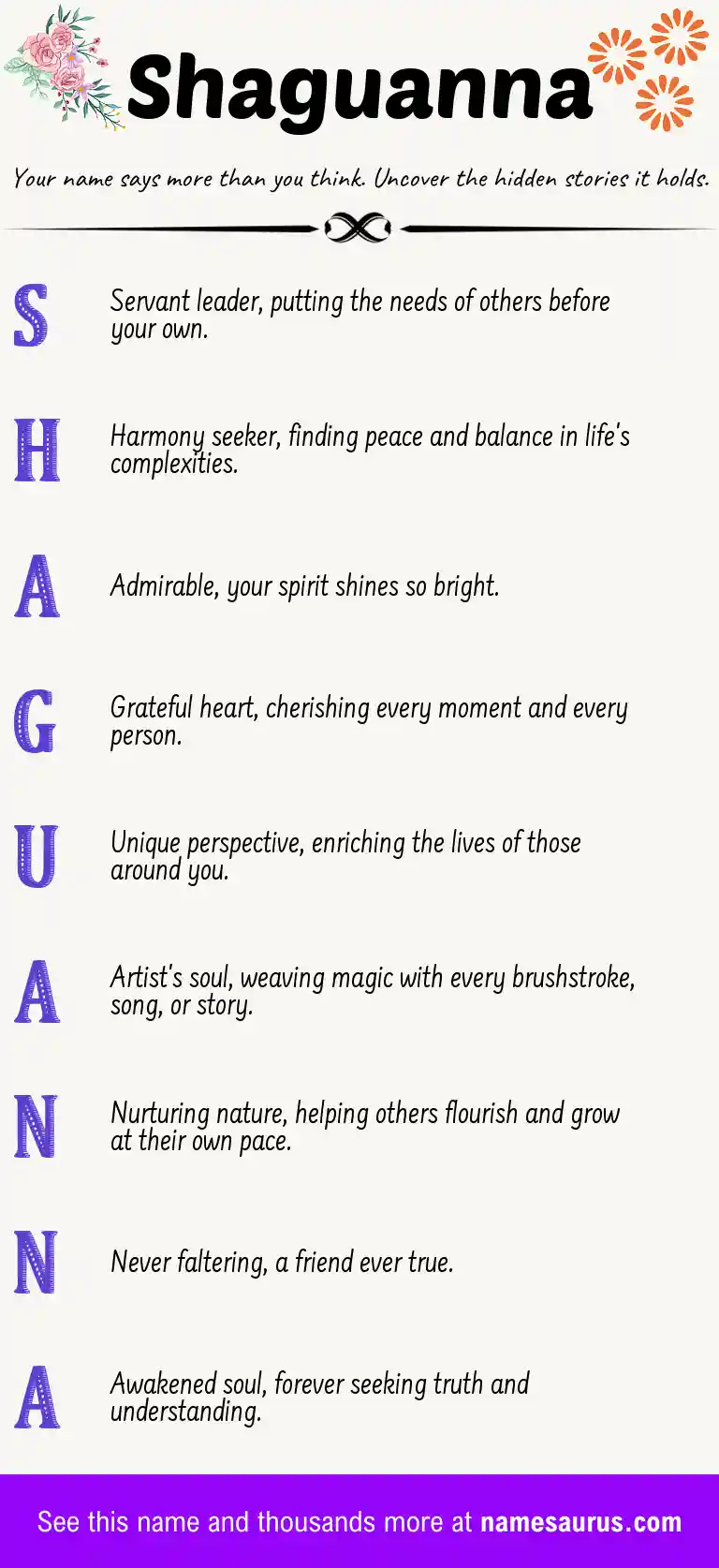 Acrostic poem about Shaguanna.