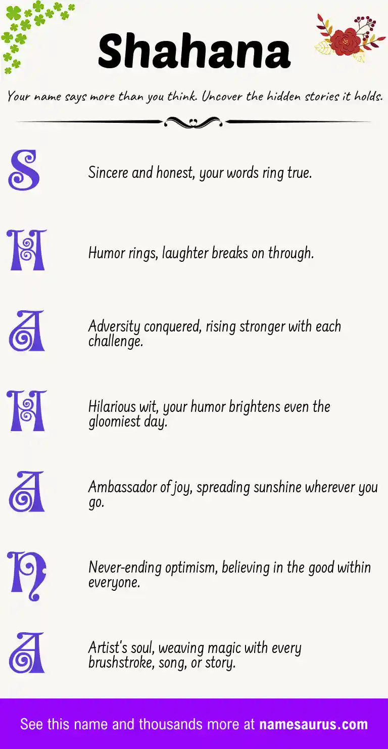 Acrostic poem about Shahana.