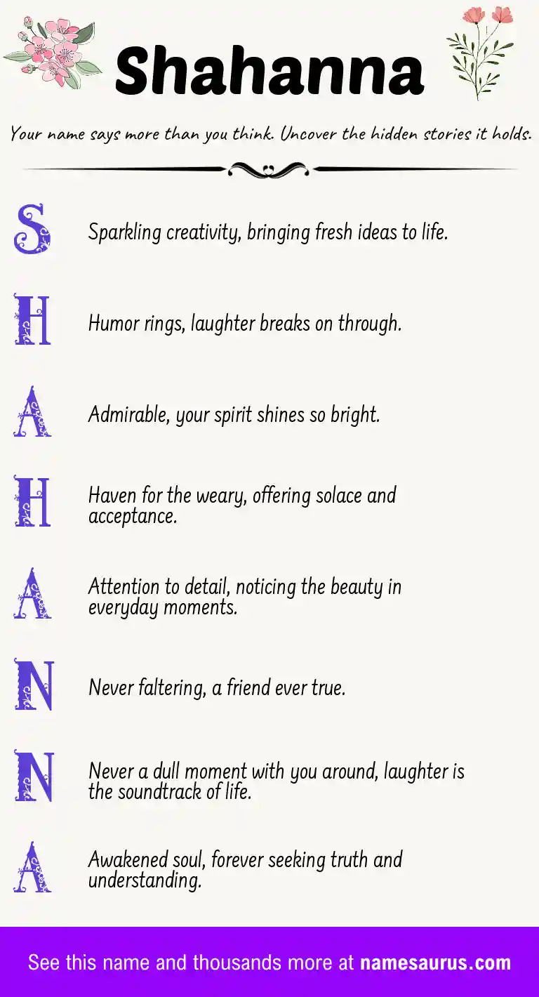 Acrostic poem about Shahanna.