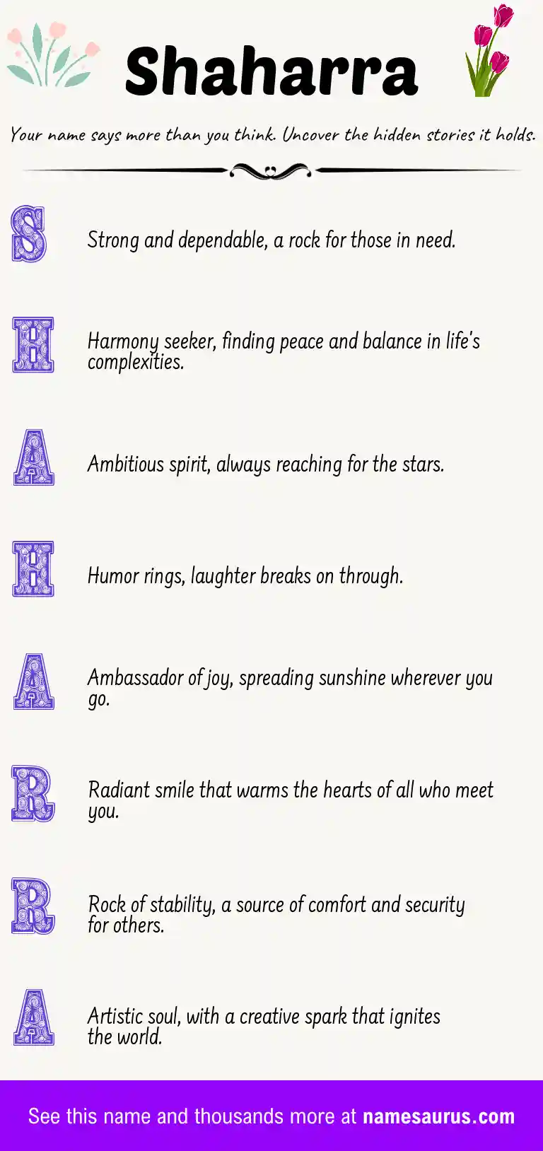Acrostic poem about Shaharra.