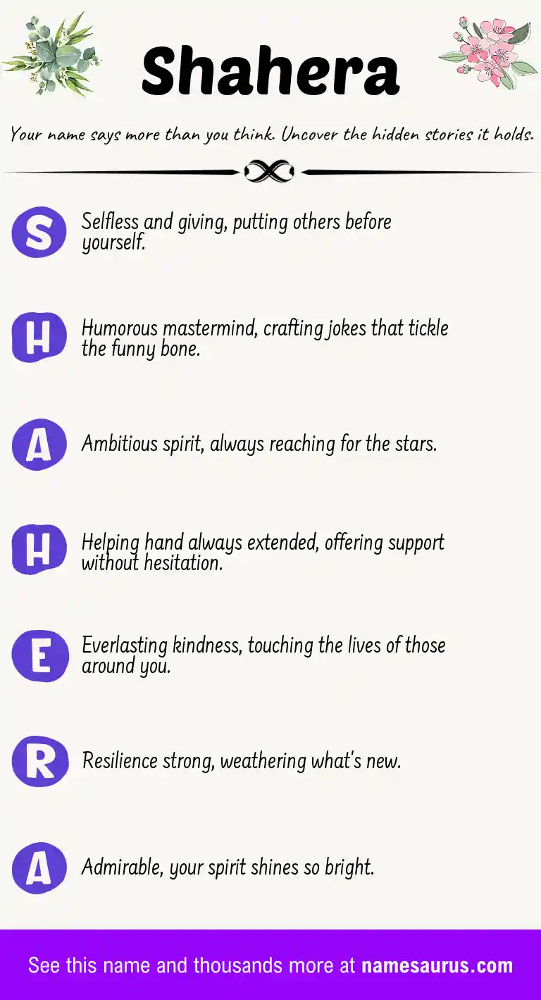 Acrostic poem about Shahera.